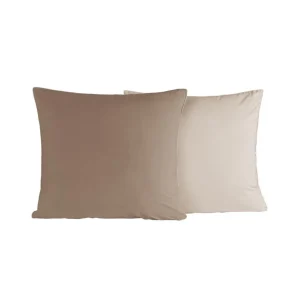 Lot de 2 taies d'oreiller bicolores en percale coton DOZMARY