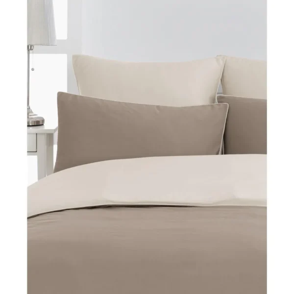 Lot de 2 taies d'oreiller bicolores en percale coton DOZMARY