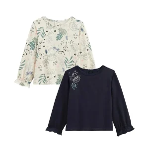 Lot de 2 t-shirts enfant manches longues Belle de nuit