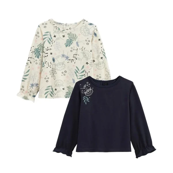 Lot de 2 t-shirts enfant manches longues Belle de nuit