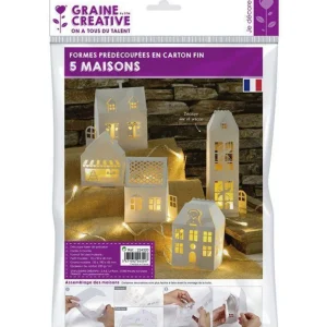 5 maisons blanches de décoration à monter soi-même 19 x 5,5 x 4,5 cm