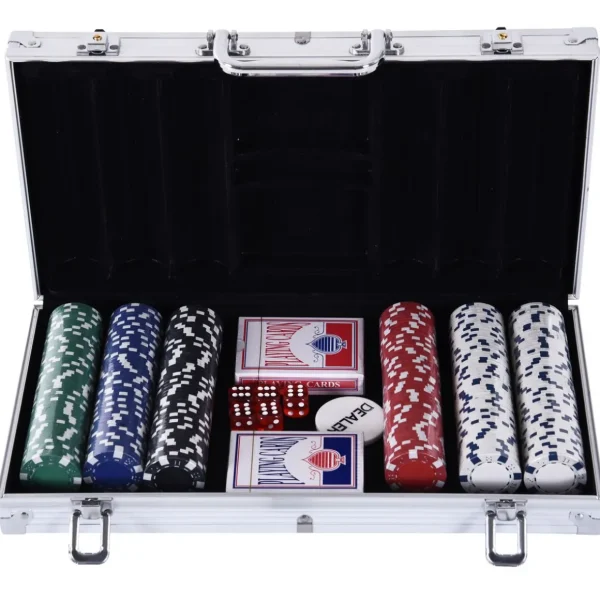 Mallette pro de poker coffret pro poker 38L x 21l x 6,5H cm 300 jetons 2 jeux de cartes + 2 clés aluminium