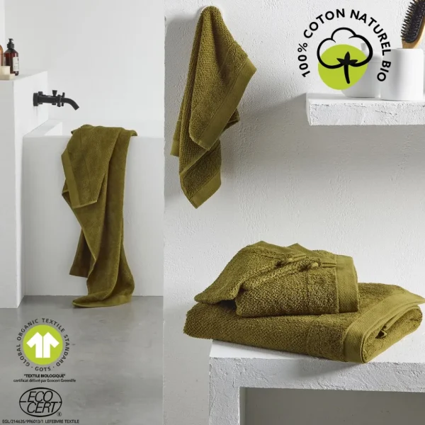 Maxi drap de bain uni en Coton bio 450 G/M²