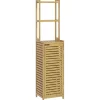 Meuble colonne salle de bain style naturel porte niche 4 étagères bambou