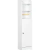 Meuble WC armoire toilette - porte, 2 étagères, niche, support papier - dim. 23L x 18l x 100H cm - blanc