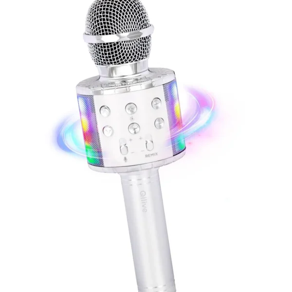 Micro Karaoké Bluetooth LED Q1191 - Silver
