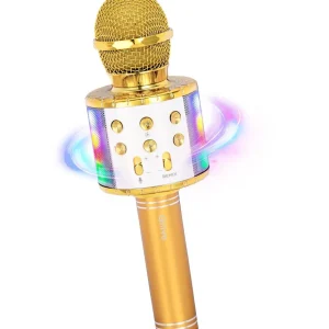 Micro Karaoké Bluetooth LED Q1191 - Gold