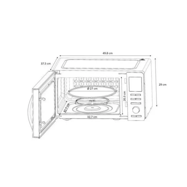 Micro-ondes combiné - CONTINENTAL EDISON - CEMO25SG13S3 - Silver - 25 L - Porte Miroir - 900 W - Grill 1000 W - Convection 1000