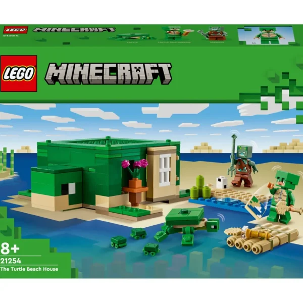 Minecraft 21254 La Maison de la Plage de la Tortue, Jouet avec Accessoires, Minifigurines des Personnages du Jeu Vidéo