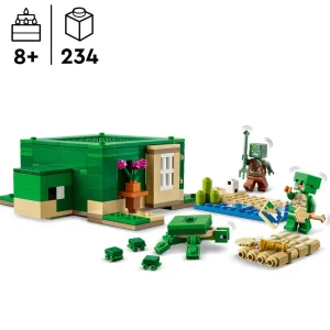 Minecraft 21254 La Maison de la Plage de la Tortue, Jouet avec Accessoires, Minifigurines des Personnages du Jeu Vidéo