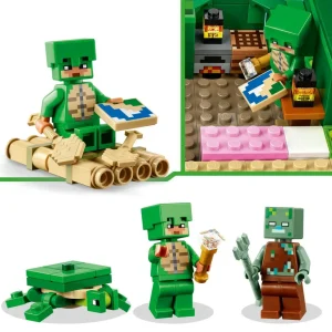 Minecraft 21254 La Maison de la Plage de la Tortue, Jouet avec Accessoires, Minifigurines des Personnages du Jeu Vidéo