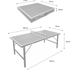 Mini table de ping pong 150x75cm - table pliable INDOOR bleue. avec 2 raquettes et 3 balles. valise de jeu pour utilisation intérieure. sport tennis de table