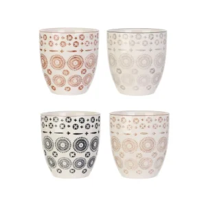 4 Mugs design ethnique Mirage - 250 ml - Blanc