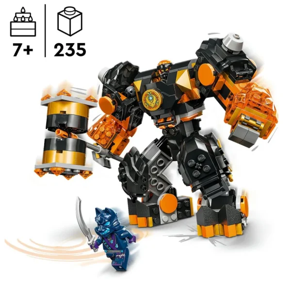 NINJAGO 71806 Le Robot Élémentaire de la Terre de Cole, Jouet avec 2 Personnages dont une Minifigurine Cole, Cadeau Ninja