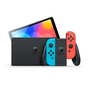 Nintendo Switch OLED avec station d'accueil et manettes Joy-Con bleu néon / rouge