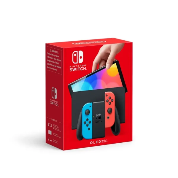 Nintendo Switch OLED avec station d'accueil et manettes Joy-Con bleu néon / rouge