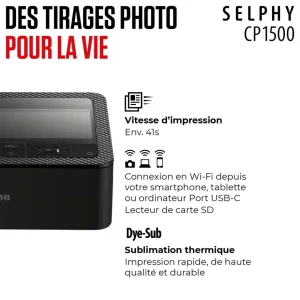 Pack Imprimante photo portable Selphy couleur CP1500 Noir + 54 impressions