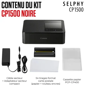 Pack Imprimante photo portable Selphy couleur CP1500 Noir + 54 impressions