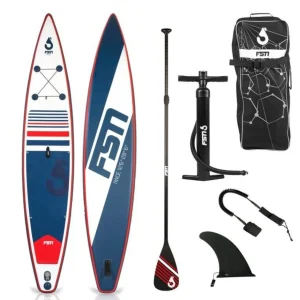 Paddle gonflable RACE 12'6 - 384 x 71 x 15 cm - Stand up paddle avec pagaie, leash, pompe, anneaux de kayak et sac de transport