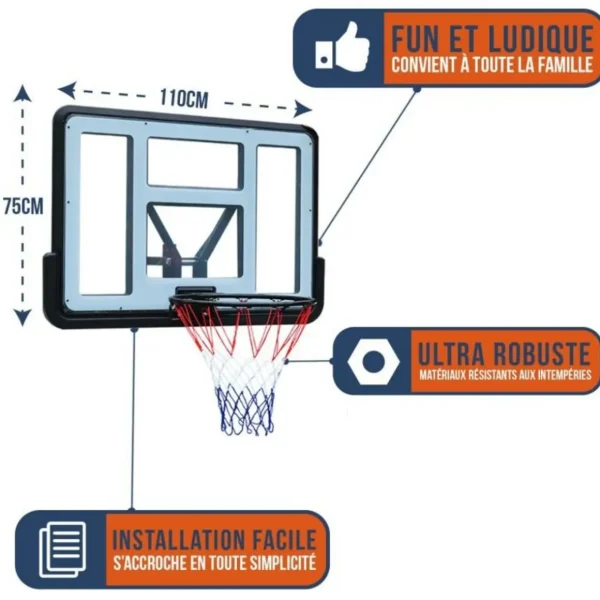 Panneau de Basket Mural Portable Phoenix 110 x 75 cm