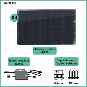 Panneau solaire 4x200W flex+Micro-Onduleur 800W+support