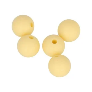 5 perles silicone rondes - 10 mm - jaune