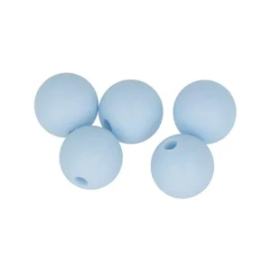 5 perles silicone rondes - 10 mm - bleu pastel