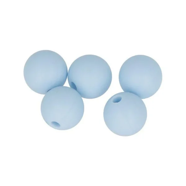 5 perles silicone rondes - 10 mm - bleu pastel