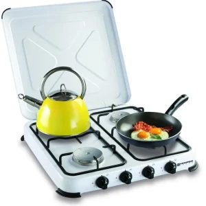 Plaque de cuisson gaz portable 4 feux 4650 W blanc laqué KEMPER