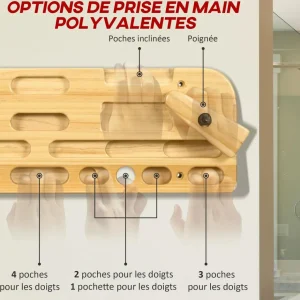Poutre d'entrainement escalade - planche d'escalade - nombreuses différentes préhensions - bois de hêtre
