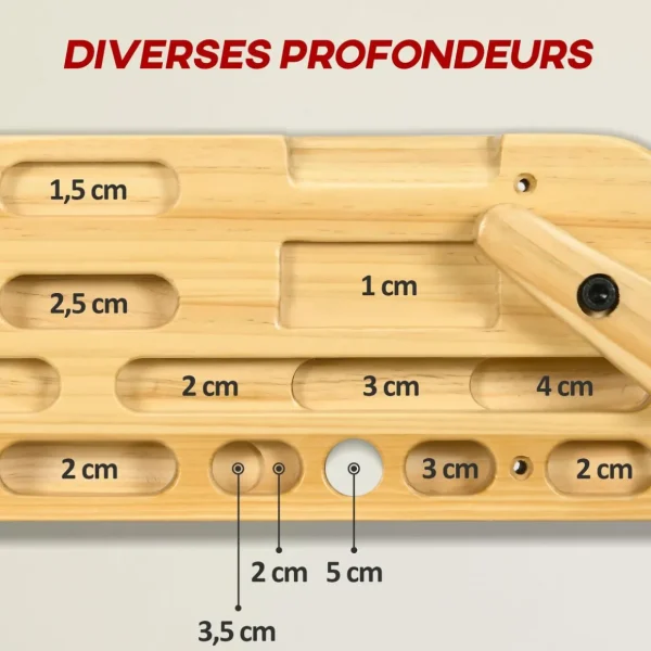 Poutre d'entrainement escalade - planche d'escalade - nombreuses différentes préhensions - bois de hêtre