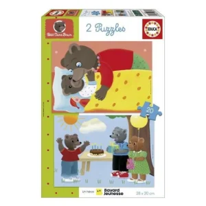 Puzzle - EDUCA - Petit Ours Brun : Ensemble de 2 puzzles de 20 pieces pour enfants des 4 ans