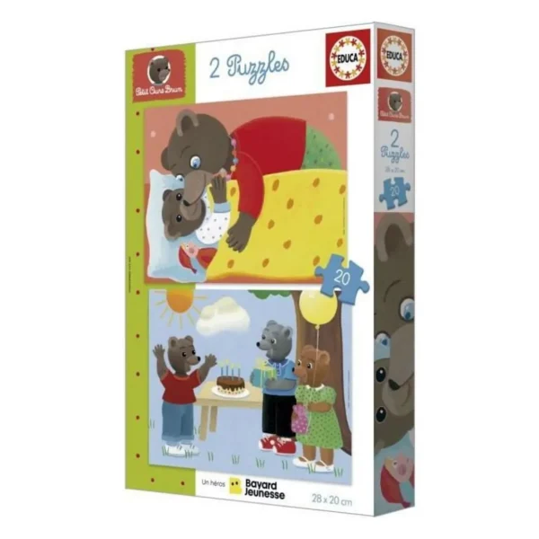 Puzzle - EDUCA - Petit Ours Brun : Ensemble de 2 puzzles de 20 pieces pour enfants des 4 ans