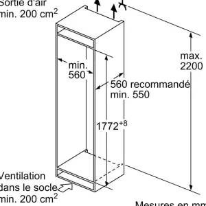 Réfrigérateur combiné intégrable à glissière 267l - kiv86vse0