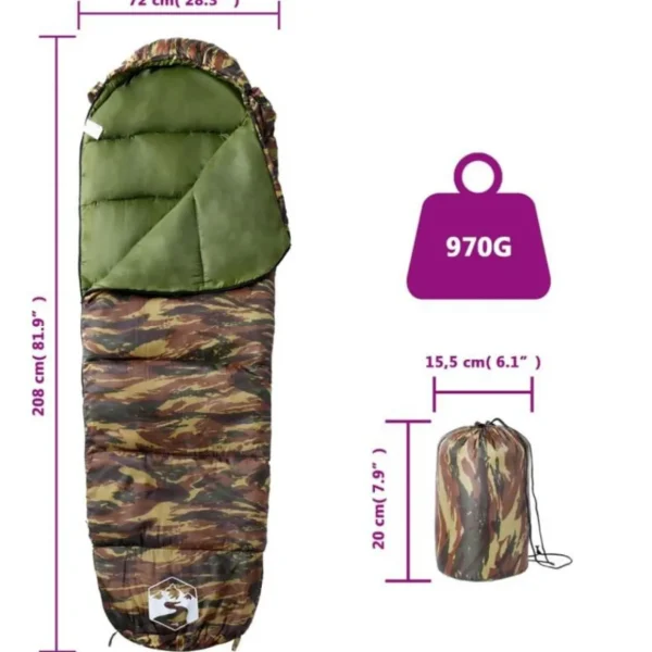 Sac de couchage momie pour adultes camping 3 saisons