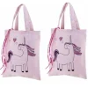 2 sacs en coton rose 25 x 20 cm - licorne