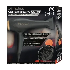 Sèche cheveux professionnel ionique avec diffuseur 20007 - Noir