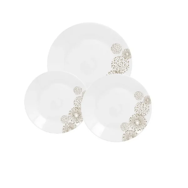 Service d'assiettes 18 pièces en porcelaine motifs or FEUX ART