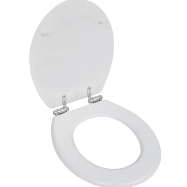 Siege de toilette MDF Couvercle a fermeture en douceur Blanc