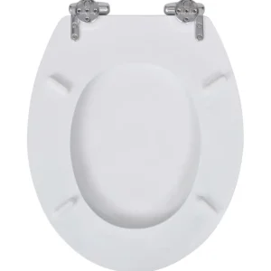 Siege de toilette MDF Couvercle a fermeture en douceur Blanc