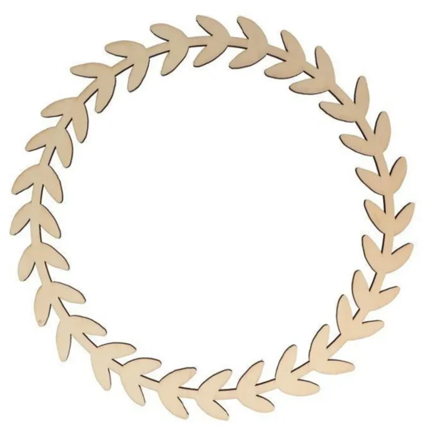 Silhouette en bois Ø 34 cm - Couronne de feuilles