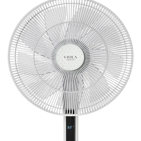 Spring X32 Ventilateur sur Pied Silencieux avec Télécommande, Moteur Brushless Économie, Puissant Flux d'air, 32 Vitesses, Oscillant 320°, Hauteur réglable, Incliner vers le haut 90°, Minuterie