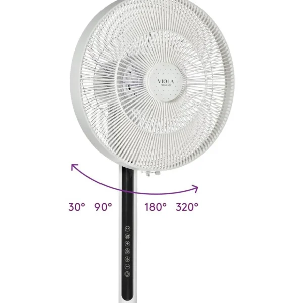 Spring X32 Ventilateur sur Pied Silencieux avec Télécommande, Moteur Brushless Économie, Puissant Flux d'air, 32 Vitesses, Oscillant 320°, Hauteur réglable, Incliner vers le haut 90°, Minuterie