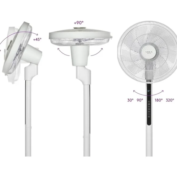 Spring X32 Ventilateur sur Pied Silencieux avec Télécommande, Moteur Brushless Économie, Puissant Flux d'air, 32 Vitesses, Oscillant 320°, Hauteur réglable, Incliner vers le haut 90°, Minuterie