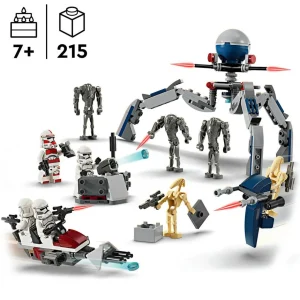 Star Wars 75372 Pack de Combat des Clone Troopers et Droïdes de Combat, Jouet avec Speeder Bike et Figurine