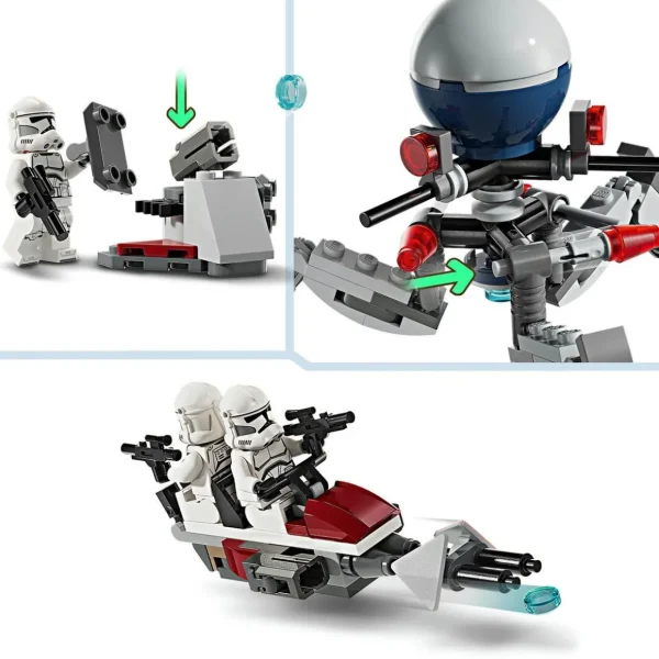 Star Wars 75372 Pack de Combat des Clone Troopers et Droïdes de Combat, Jouet avec Speeder Bike et Figurine