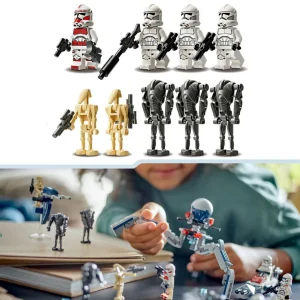 Star Wars 75372 Pack de Combat des Clone Troopers et Droïdes de Combat, Jouet avec Speeder Bike et Figurine