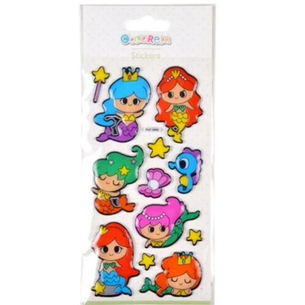 Stickers Effet 3D Sirènes 21cm Multicolore