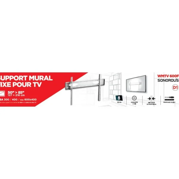 Support mural TV 50 a 85 pouces - WMTV 600F