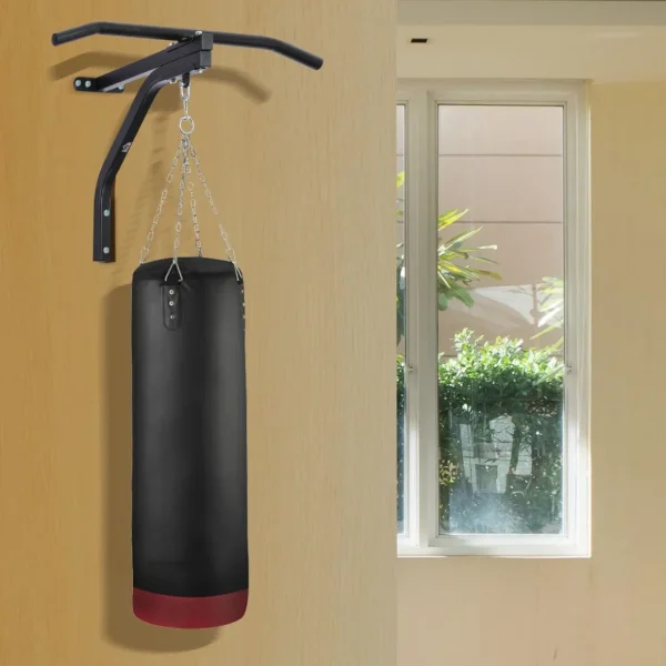 Support sac de boxe fixation sac de frappe barre de traction intégrée charge max. 130 Kg acier noir
